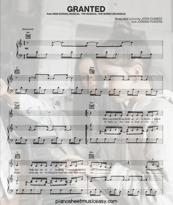 granted printable free sheet music for piano 