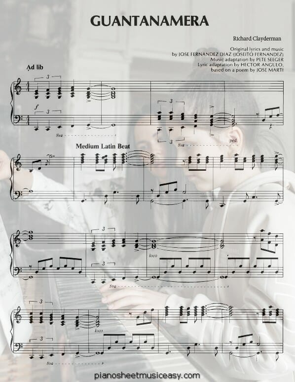guantanamera printable free sheet music for piano 