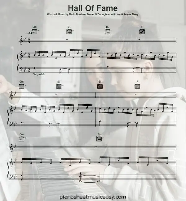 hall of fame printable free sheet music for piano 