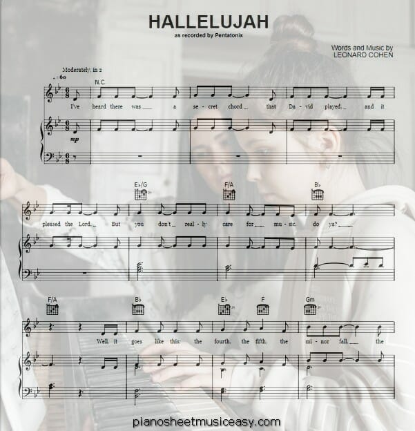 hallelujah pentatonix printable free sheet music for piano 