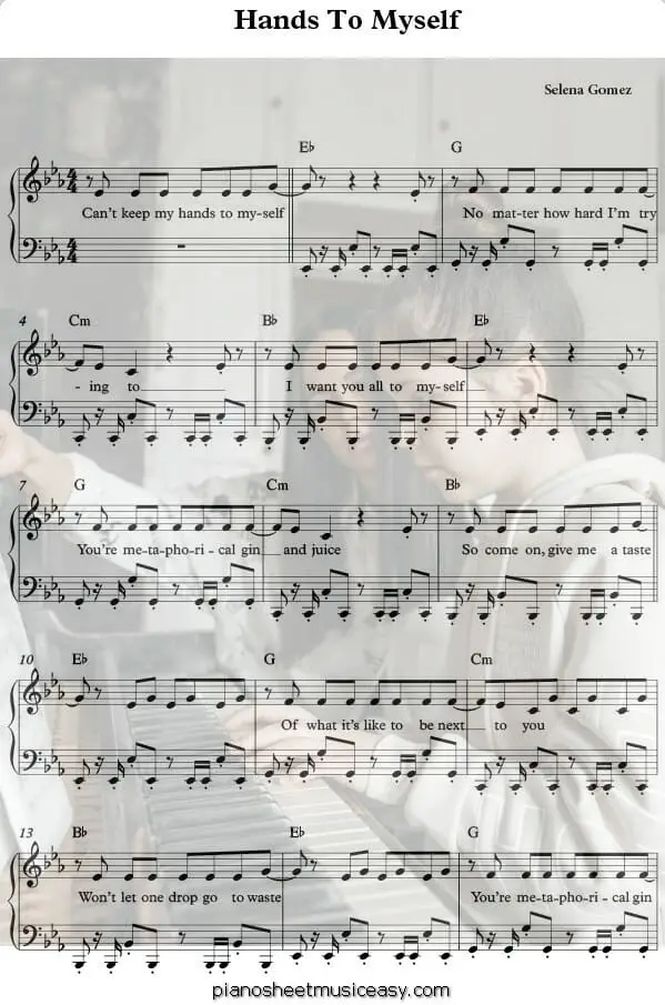 hands to myself printable free sheet music for piano 