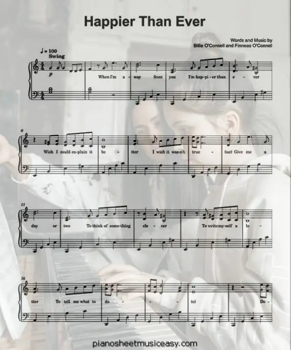 happier than ever printable free sheet music for piano 
