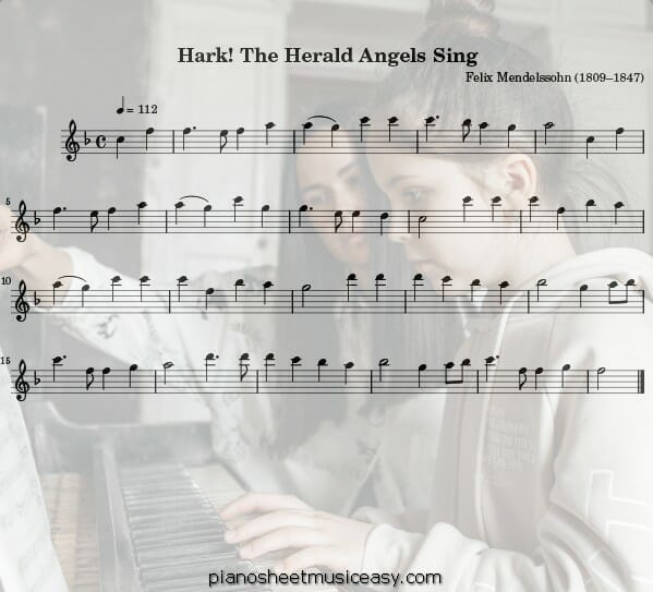 hark the herald angels sing flute printable free sheet music for piano 