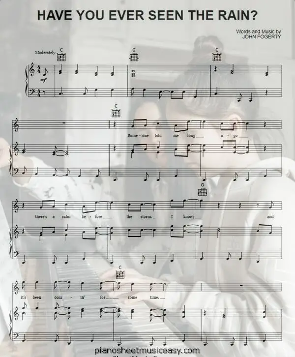 have you ever seen the rain printable free sheet music for piano 