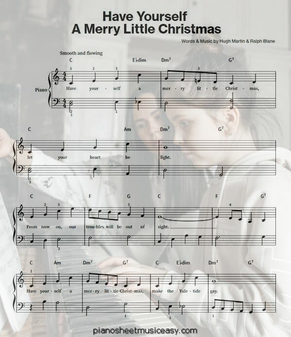 have yourself a merry little christmas easy piano printable free sheet music for piano 