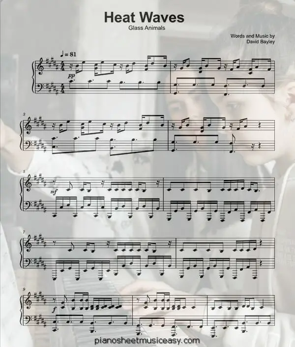 heat waves printable free sheet music for piano 