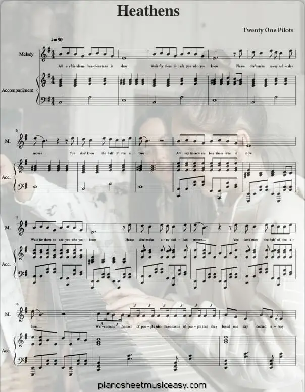 heathens printable free sheet music for piano 