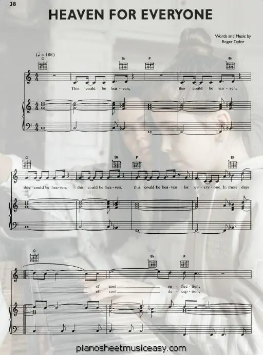 heaven for everyone printable free sheet music for piano 
