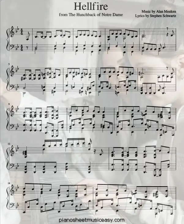 hellfire printable free sheet music for piano 
