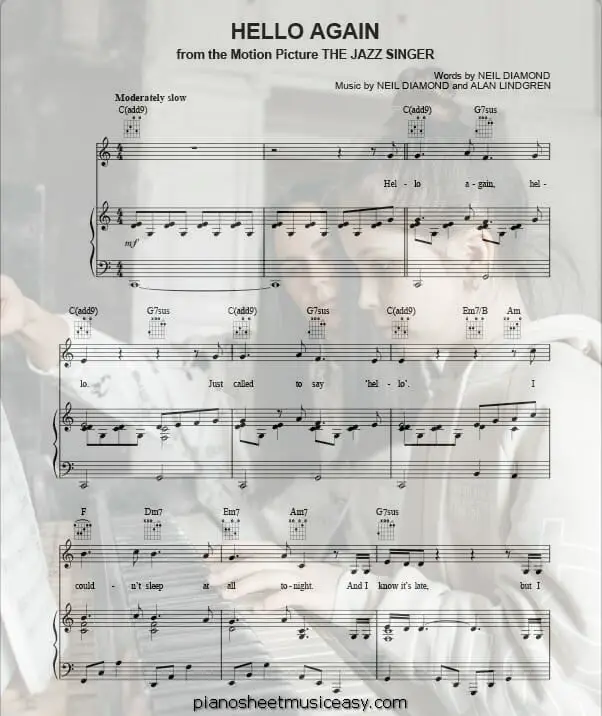 hello again printable free sheet music for piano 