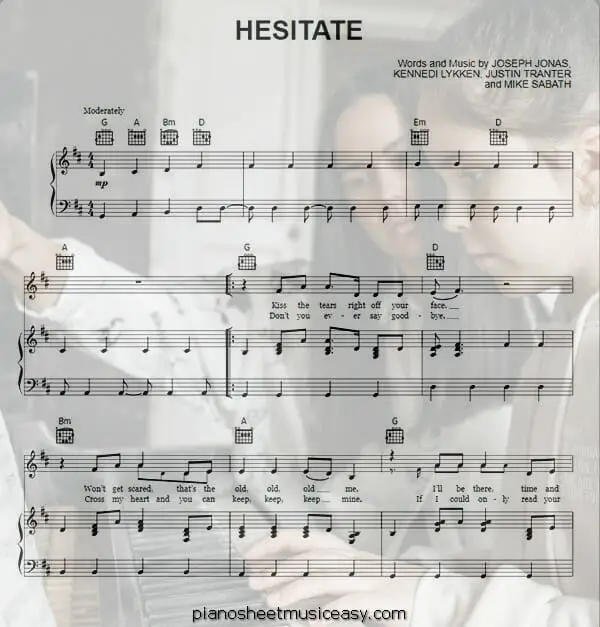 hesitate printable free sheet music for piano 