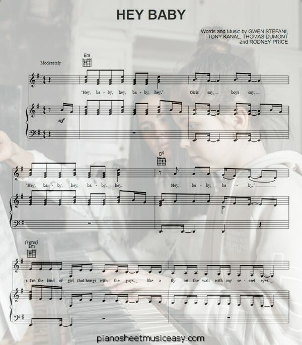 hey baby printable free sheet music for piano 