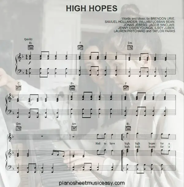 high hopes printable free sheet music for piano 