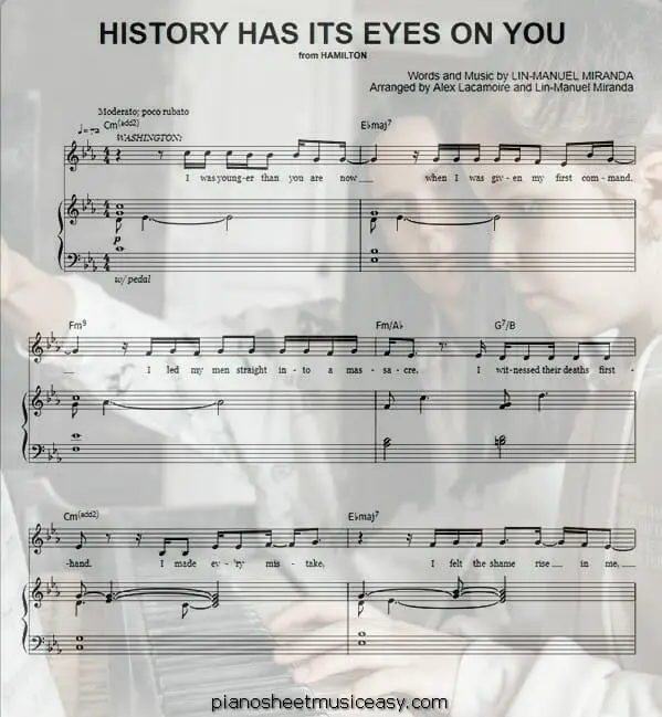 history has its eyes on you printable free sheet music for piano 