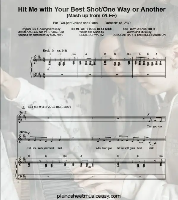 hit me with your best shot printable free sheet music for piano 