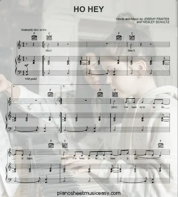 ho hey printable free sheet music for piano 