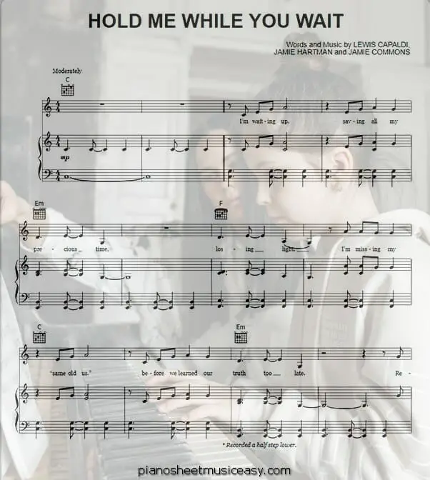 hold me while you wait printable free sheet music for piano 