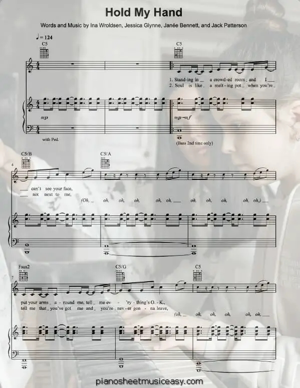 hold my hand printable free sheet music for piano 