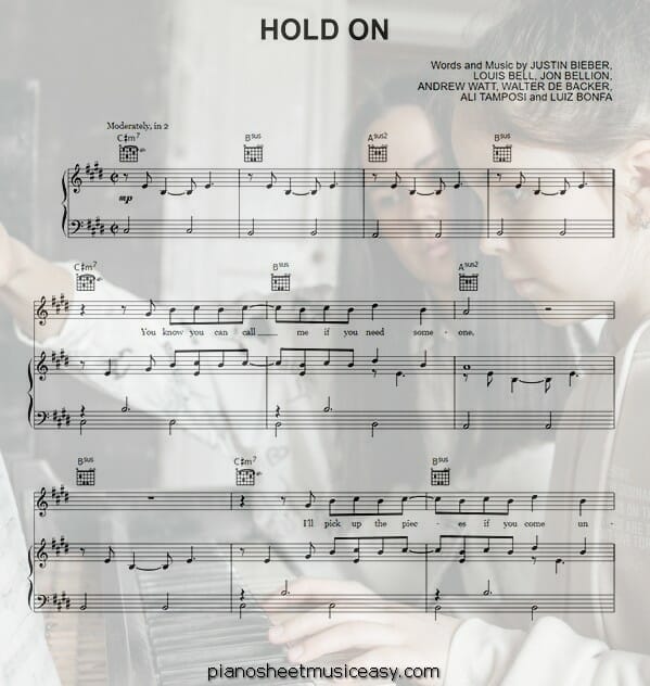 hold on justin bieber printable free sheet music for piano 
