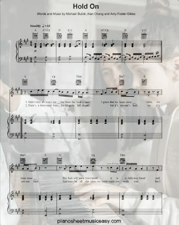 hold on michael buble printable free sheet music for piano 