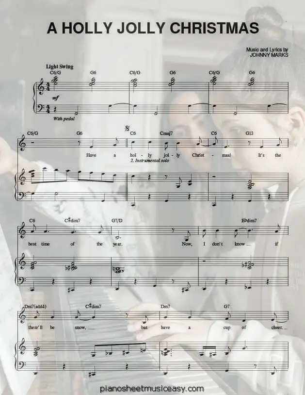 holly jolly christmas printable free sheet music for piano 