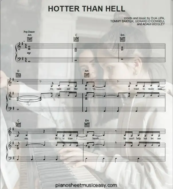 hotter than hell printable free sheet music for piano 