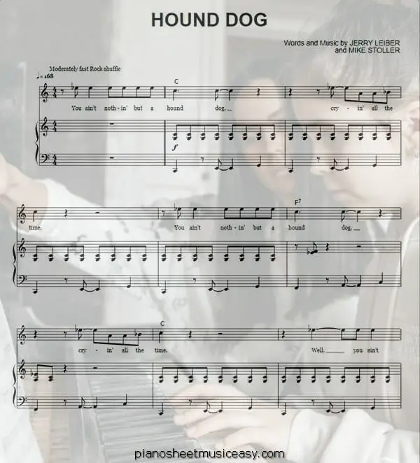 hound dog printable free sheet music for piano 