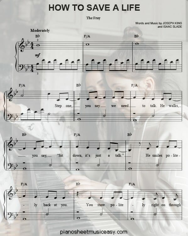 how to save life printable free sheet music for piano 