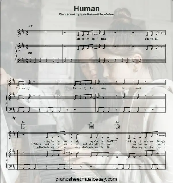 human printable free sheet music for piano 