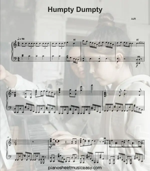 humpty dumpty printable free sheet music for piano 