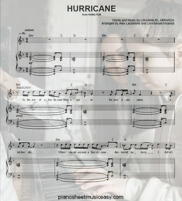 hurricane printable free sheet music for piano 