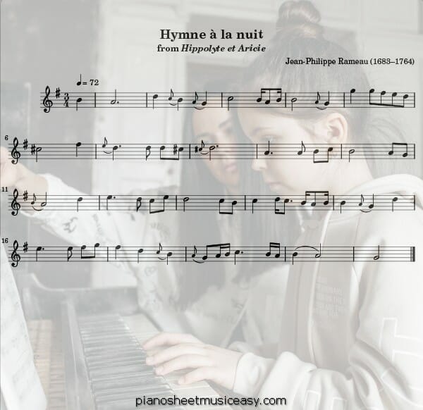 hymne a la nuit flute printable free sheet music for piano 