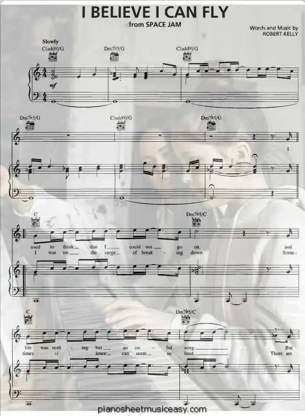 i believe i can fly printable free sheet music for piano 
