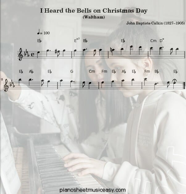 i heard the bells on christmas day flute printable free sheet music for piano 