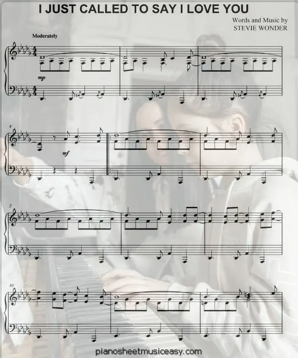 i just called to say i love you printable free sheet music for piano 