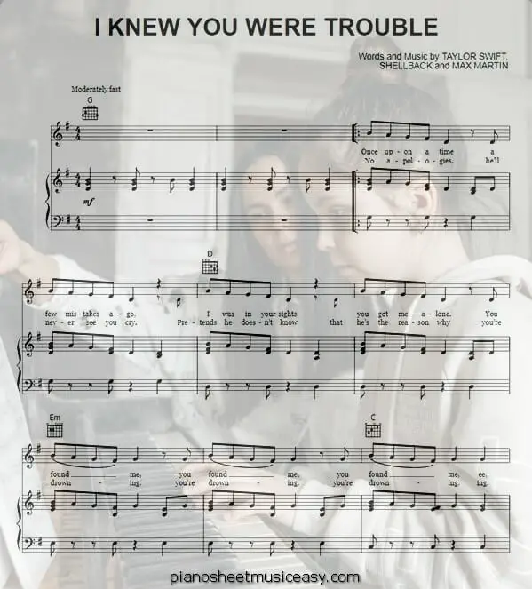 i knew you were trouble printable free sheet music for piano 