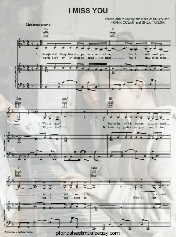 i miss you beyonce printable free sheet music for piano 