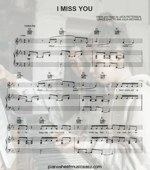 i miss you clean bandit printable free sheet music for piano 