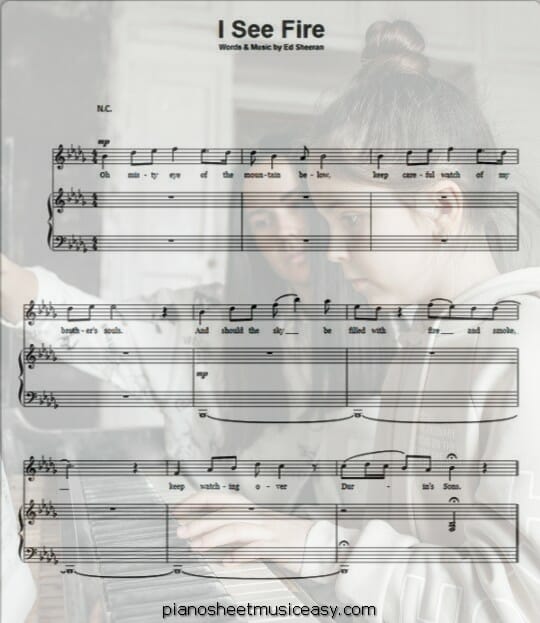 i see fire printable free sheet music for piano 