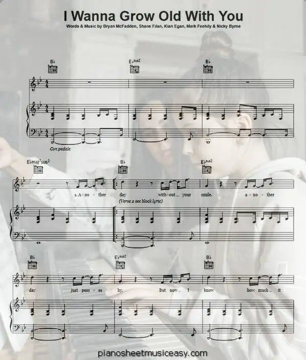 i wanna grow old with you printable free sheet music for piano 