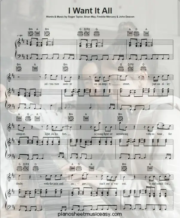 i want it all printable free sheet music for piano 
