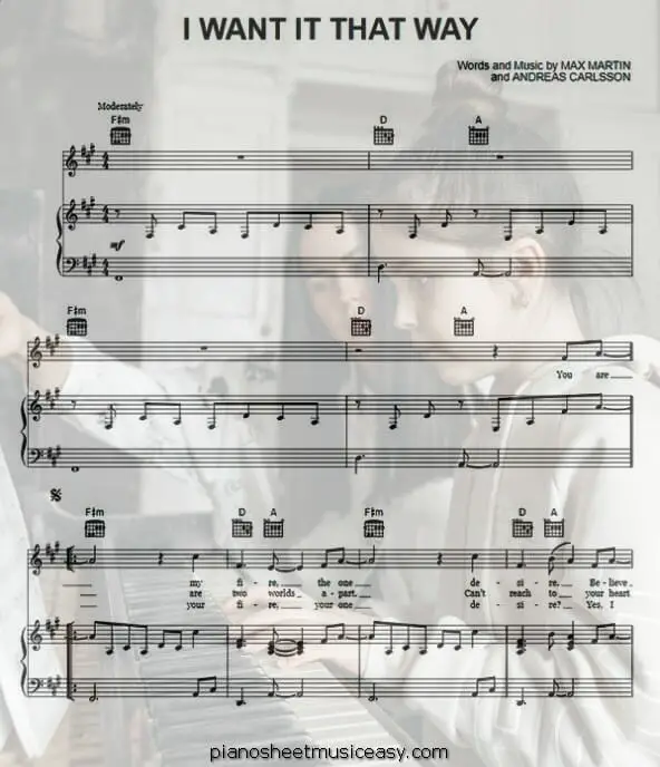 i want it that way printable free sheet music for piano 