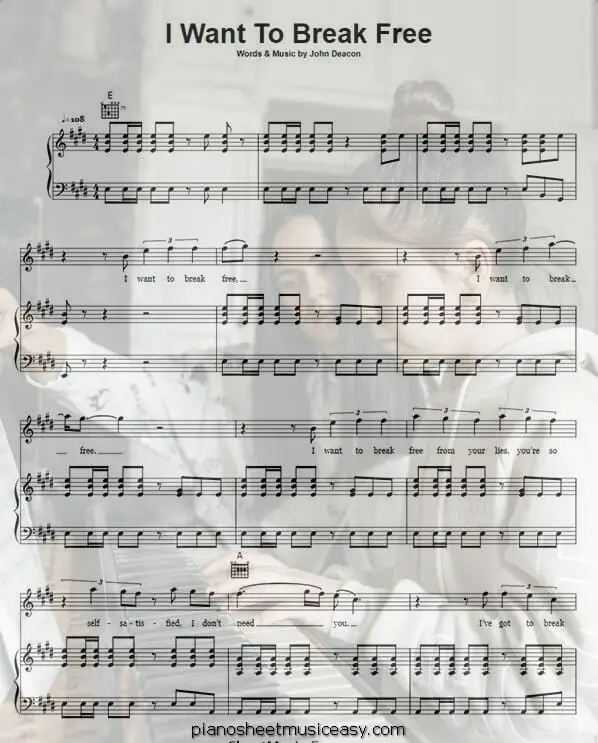 i want to break free printable free sheet music for piano 