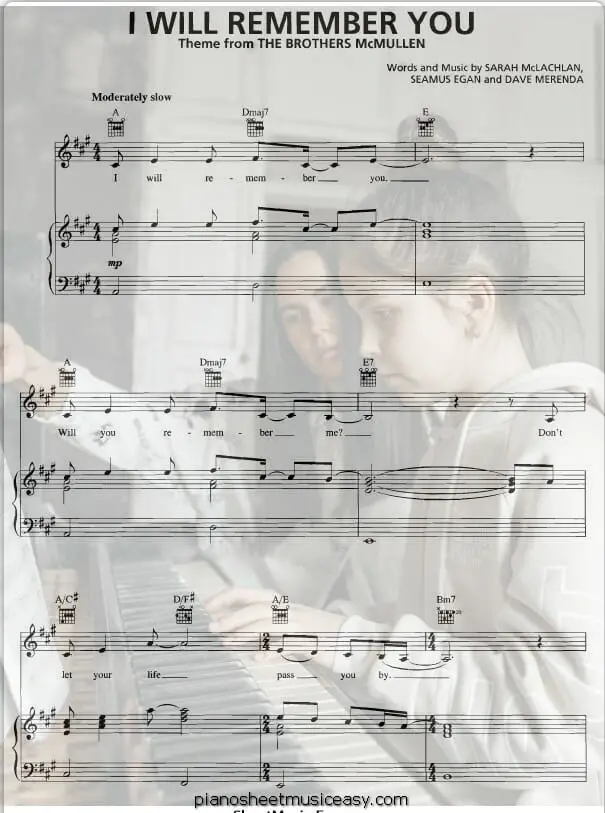i will remember you printable free sheet music for piano 