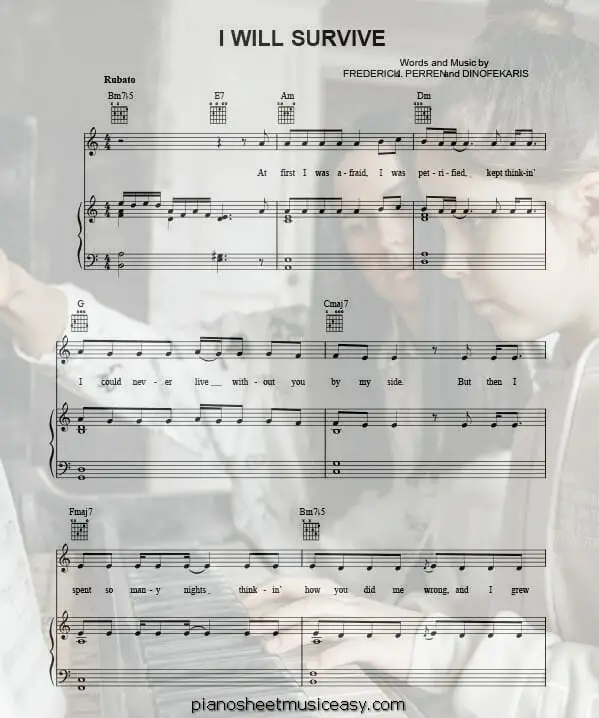 i will survive printable free sheet music for piano 