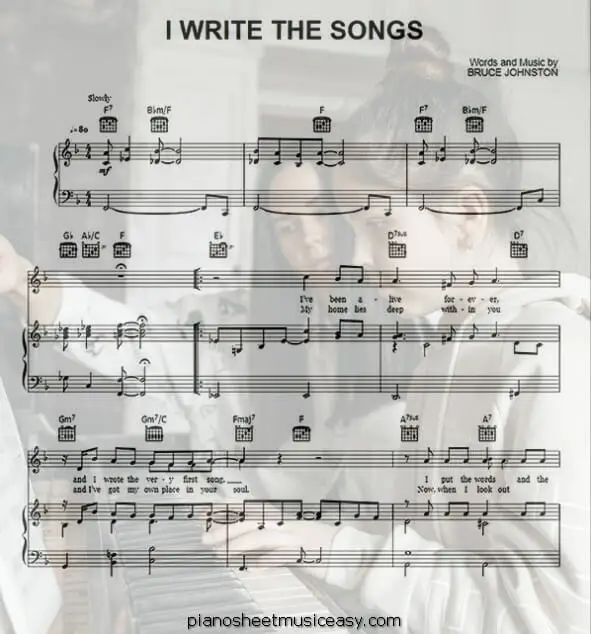 i write the songs printable free sheet music for piano 