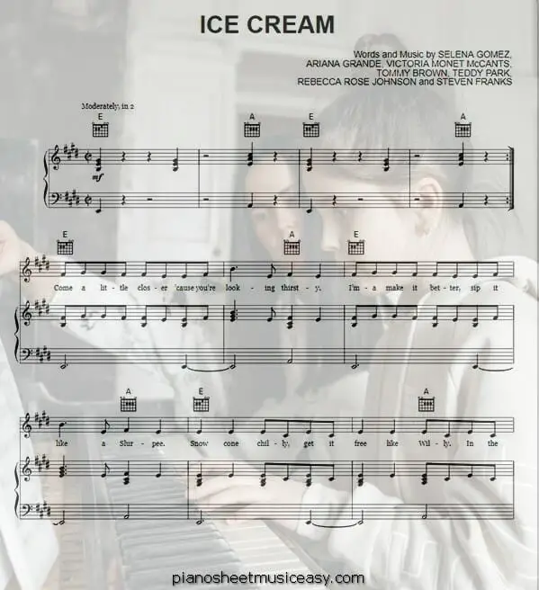 ice cream printable free sheet music for piano 