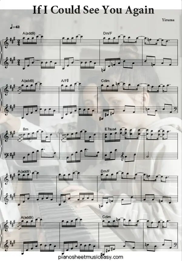 if i could see you again printable free sheet music for piano 