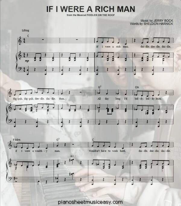 if i were a rich man printable free sheet music for piano 