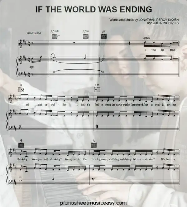 if the world was ending printable free sheet music for piano 